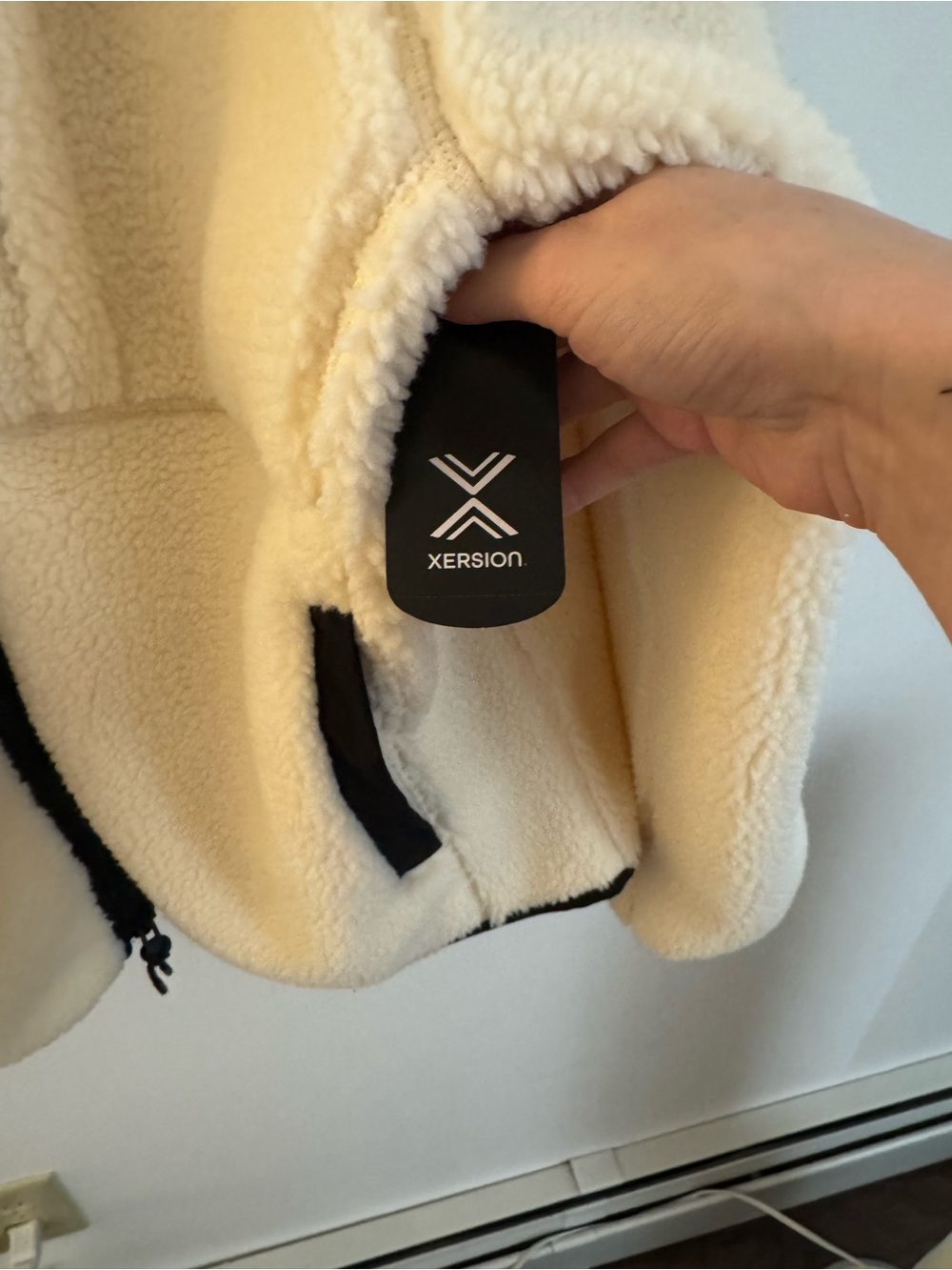 Xersion Cream Sherpa Jacket with Black Trim - Picture 3 of 8